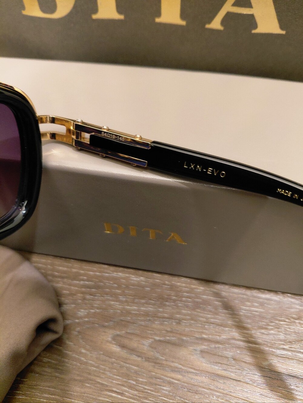 DITA LXN-EVO 25th Anniversary (DTS403-A) Black/Gold Framed Aviator Sunglasses - Picture 12 of 14